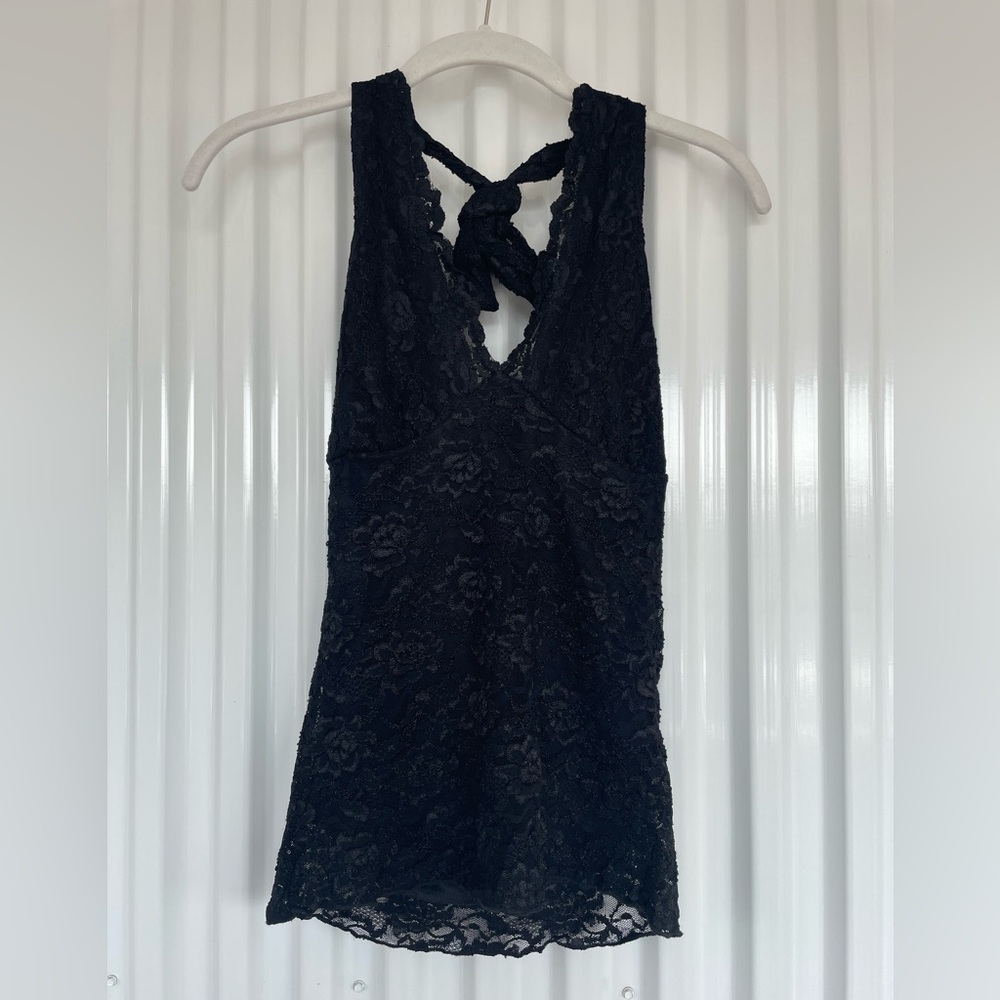 Black Lace Halter Top